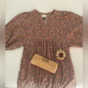 Universal Thread floral puff sleeve relaxed fit maxi dress XS